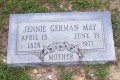 Jennie German May Tombstone