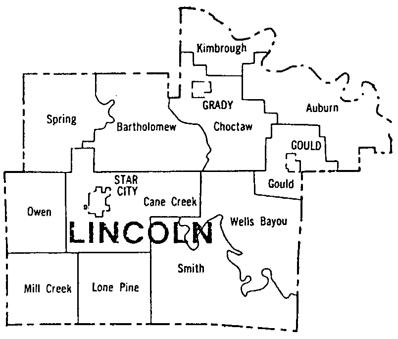 township map of Lincoln county AR