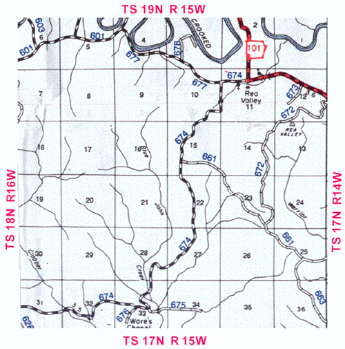 Map of Township 18 North, Range 15 West