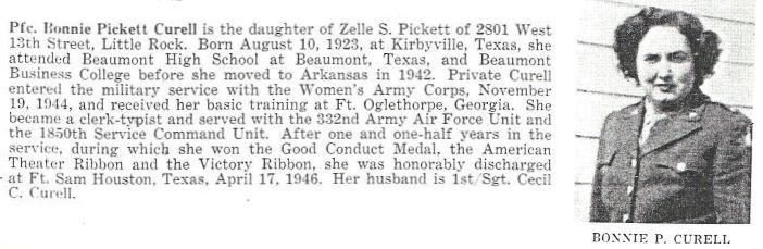 Bonnie Pickett Curell, Pulaski County, Arkansas