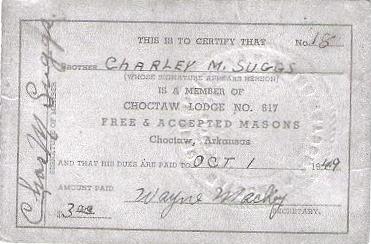 Charles McKinley Suggs, Mason membership