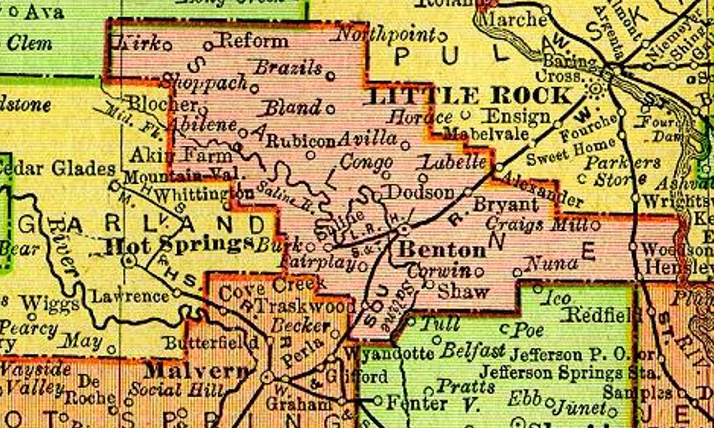 Saline County Arkansas 1895 Map